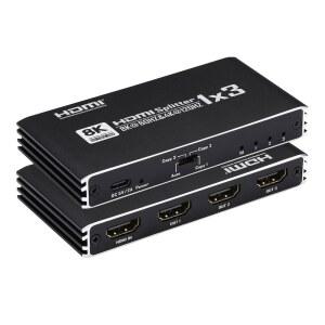 8K@60HZ HDMI 스플리터 1 IN 3 /미러 7.1CH 확장 VRR 불가 스크린만 출력, 1080P@240HZ HDR HDCP2.3 1X3 돌비 2.1 애트모스 EDID 4K@120HZ, 복제 지원, 지원 HDR10 48GBPS