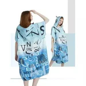 서핑 판초 타올 빠른 건조 극세사 후드 비치 로브 변경 수영 A12