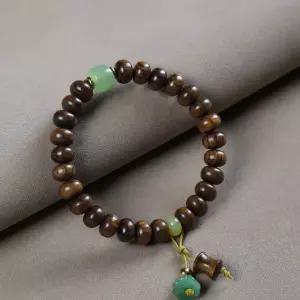 블랙 히비스커스 싱글 팔찌 나무 DIY 스타일 에스닉 기도 비즈 불교 쥬얼리 터닝 남성 10mm26 [로터스 펜던트]
