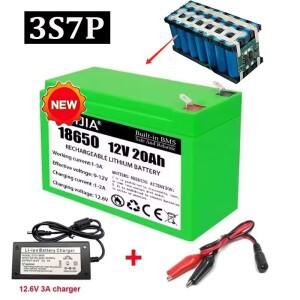 12V 20Ah 18650 충전식 리튬 배터리 팩 3S7P 태양 전기 자동차 3A