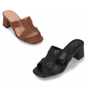엘칸토 인텐스 여성 사이드 컷 미드힐 뮬 5cm LCWW03I626