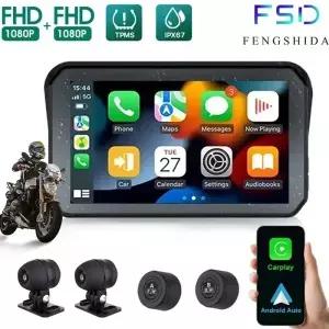 5인치 오토바이 카플레이 방수 080P WiFi 무선 안드로이드 오토 DVR 모니터 블랙박스 GPS 네비게이션 TPMS