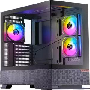 오키노스 아쿠아 6 인피니티 ATX PC 케이스 3 120mm ARGB PWM 팬 사전 설치 라디에이터 지원 플로팅 디자인