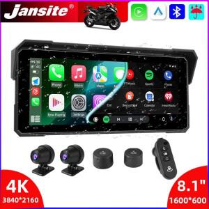 잔사이트 휴대용 8.1인치 IP67 방수 오토바이 4K DVR GPS 네비게이션 무선 카플레이 안드로이드 오토 모토