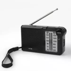 크랭크 재난 비상 등산 휴대용 라디오 R-150 AM/FM 스피커 헤드폰 잭 AA 배터리 2 개 실내 실외 및 사용