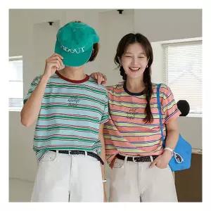 조아맘 러빈 멀티 스트라이프 반팔 티 244234