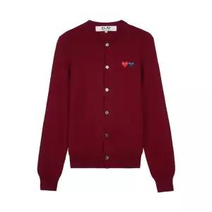 [롯데백화점]꼼데가르송 공용 더블 하트 가디건 AX N057 051 BURGUNDY