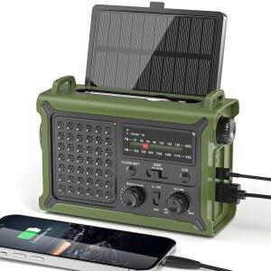 태양광 라디오 비상 핸드 크랭크 12000MAH 선명한 신호 2모드 LED 손전등 휴대폰 충전기 듀얼 출력 SOS로 작동하는 AM FM NOAA 날씨 배터리