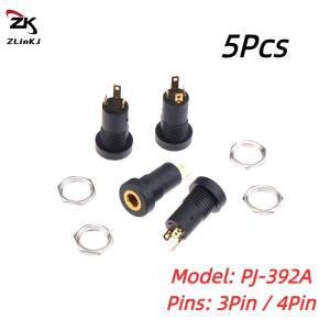 5개 3핀 4핀 PJ392A 오디오 잭 소켓 3.5MM 헤드폰 암 커넥터 너트 포함 3/4 폴 스테레오