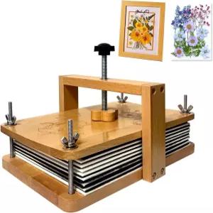 Gkesgm 대형 플라워 프레스 키트 - 8겹 11인치 x 7.08인치 비치우드 보관 가방 DIY 아트 및 공예품을 위한