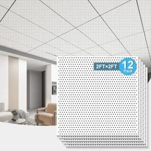 아트3D 음향 드롭 천장 타일 2x2피트 12팩 방음 패널 24x24 벽 커버 흰색