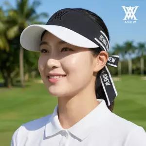 어뉴 골프 모자 리본 크라운 바이저 블랙 AGGUWCP28BK
