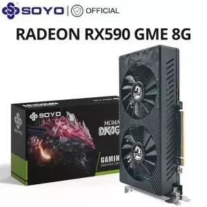 SOYO AMD Radeon RX590 8G 그래픽 카드 GDDR5 메모리 256 비트 PCIE3.0 x 16 HDMI 및 DP 게이밍 GPU