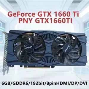 GTX 1660 Ti 6GB GPU PNY GDDR6 192비트 그래픽 카드 PCI-E 3.0 8핀 HDMI DP DVI 듀얼 팬 데스크탑 PC