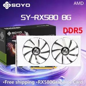 그래픽 카드 SOYO Radeon RX580 8GB GDDR5 메모리 비디오 게임 PCIE3.0x16 GPU 데스크탑 컴퓨터 구성 요소