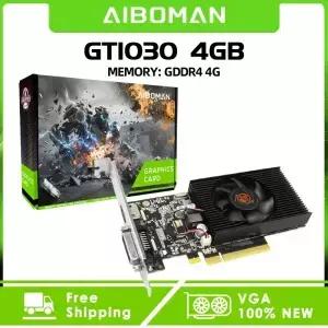 AIBOMAN GT1030 4GB 그래픽 카드 GDDR4 64BIT 30W HDMI+DVI PCIe 4.0 컴퓨터 비디오 게임 조립 액세서리에