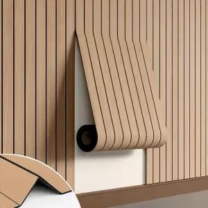 Hrboat 필 앤 스틱 PVC 슬랫 벽 패널 3D Faux Oak 118 x 15.75인치 우드 그레인 셀프 접착 벽지 유연한