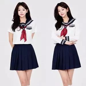 [교복몰]고품질 TBZ 세줄라인 네이비 마린소녀 세라복 프레피룩 교복세트 세라복 세라복코스프레 WFNLQAU