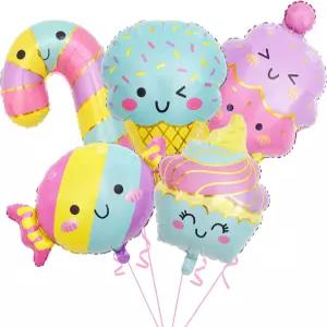 10PCS 대형 스크림 알루미늄 호일 풍선 무지개 사탕 지팡이 달콤한 하와이 루 테마 생일/베이비 샤워/웨딩