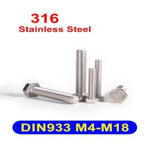 M5 M10 A4-70 외부 육각 헤드 캡 스크류 볼트 DIN933 스테인리스 스틸 풀 스레드