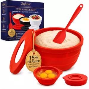 ZOFIN 5쿼트 틸트 헤드 스탠드 믹서용 실리콘 볼 라이너 뚜껑과 주걱이 초두께 624g 믹싱 인서트 반죽 및