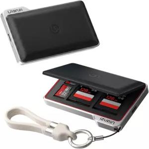 DC0 메모리 카드 케이스 및 USB-C 리더 SD 4개 TF 슬롯 32 UHS-II 듀얼 읽기 알루미늄 폴더 마그네틱