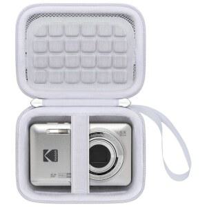 KODAK PIXPRO FZ55 / FZ45 16MP 디지털 카메라용 BOVKE 카메라 케이스 배터리용 메쉬 포켓이 있는 소형 여행 가방 컴팩트 수납 홀더 USB 케이블 AC 어댑터 SD 카드 리더기 흰색