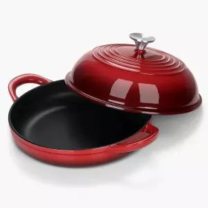 HaSteeL 5쿼트 주철 더치 오븐 뚜껑이 사전 양념된 에나멜 냄비 사워도우 빵 굽이용 논스틱 원형 조리기구