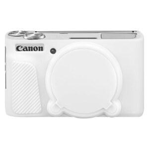 캐논 파워샷 SX740 / SX730 디지털 카메라용 엘론보 케이스 HS 카메라 소프트 실리콘 고무 보호 커버 탈부착 렌즈 커버가 있는 긁힘 방지 스킨 슬리브 흰색