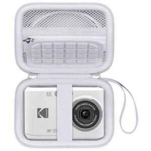 코닥 PIXPRO FZ55 / FZ45 16MP 디지털 카메라용 캔복 휴대용 케이스 비디오 블로깅 카메라 가방 메시 포켓 핏 케이블 SD 카드 화이트 (케이스 전용)