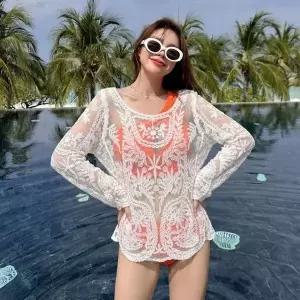 [하프클럽/]여름 휴양지 바캉스룩 수영복 커버업 블라우스 2컬러 로브 셔츠