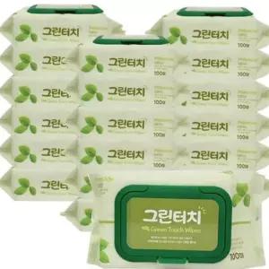 캡형 그린터치 일회용 물티슈 100매