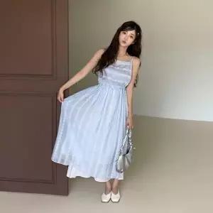 여자 러블리 레이스 끈나시 롱 플레어 원피스25443055588872