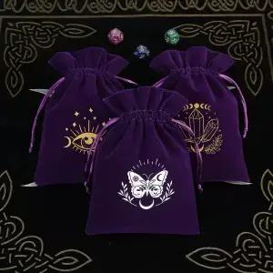 Pcs 타로 스지 벨벳 가방 Drawstring 스웨이드 포켓 보드 게임 카드 자수 패키지 제단 상자에 대한 요술