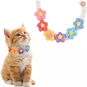 꽃이 달린 XS 강아지 목걸이 작은 새끼 고양이 애완동물 찻잔 반려동물 일상 장식 액세서리 다채로운 색상