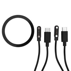 PLAUD NOTE AI용 2PCS 교체 충전기 AI 음성 녹음기용 마그네틱 링이 장착된 블랙 충전기 케이블 세트