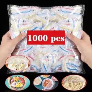 00/000pcs 다채로운 일회용 커버 플라스틱 랩 탄성 뚜껑 컵 모자 보관 비닐 봉투 주방 악세사리