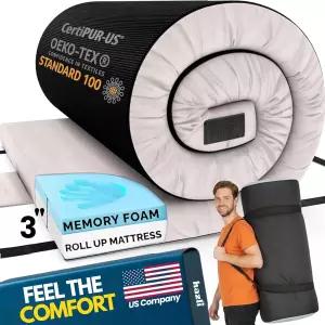 Hazli Matrix AirCell 메모리폼 캠핑 매트리스 패드 - CertiPUR-US 롤업 휴대용 슬리핑 매트 캠프 코트