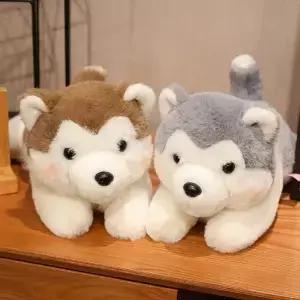 30/40CM 귀여운 허스키 개 인형 동물 부드러운 거짓말 갈색 애완 강아지 베개 크리스마스 선물