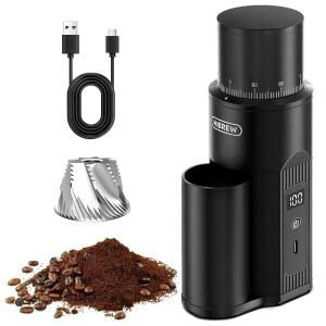 HIBREW G5mini 휴대용 무선 커피 그라인더, 5200mAh 듀얼 배터리 | 100개의 조절 가능한 분쇄 레벨, 38mm 스테인리스 원뿔형 버, 여행 및 가정용 타입-C 충전식 전기 에스프레소 그라인더