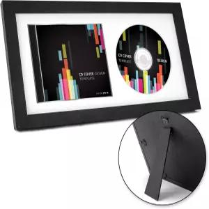 FramePro CD 디스플레이 프레임 14.2 x7.7 사인 케이스 및 홀더 진짜 유리가 있는 벽 음악 장식 흰색 매트