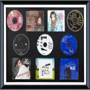 나무 CD DVD 보관 케이스 컬렉션 진열대 앨범 커버 및 사인 멀티미디어 월아트 장식 음악 애호가를 위한