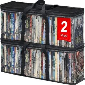 살라조리 CD DVD 보관 가방 2팩 지퍼 및 손잡이 있는 투명 블루레이 케이스 홀더 56장 40장 96개 들어