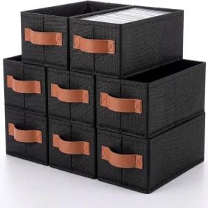 Hushee 8팩 CD 보관함 11 x 5.9 3.2인치 케이스 홀더 최대 120개의 주얼 보관 가능 손잡이가 달린 접이식
