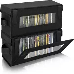 ComfortKeeper 2팩 CD 보관함 뚜껑 포함 PVC 창문이 있는 대형 케이스 수납 정리함 홈 오피스 미디어