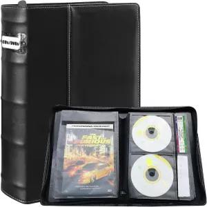 PUTNATRUE DVD CD 보관 바인더 56장짜리 책 라벨 슬롯 및 커버 포켓 블루레이 비디오 게임 용 미디어 홀더