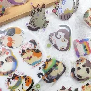 50개 귀여운 고양이 PET 스티커 데칼 휴대폰 노트북 스케이트보드 기타 DIY 미적 투명