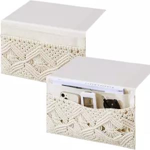 JaGely 2개 17.3 x 13인치 Macram Bedroom Caddy 보관 정리함 매달기 보호 리모컨 홀더 TV 거실용 태블릿