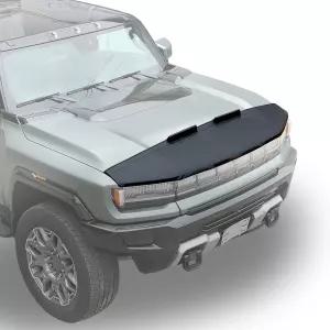 허머 EV 2022-2026 SUV/SUT 가죽 후드 커버 외부 액세서리 프론트 엔드 블랙 자동차 마스크 브라와