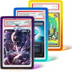 PSA 35PT 카드 버크용 NJQZBS 스태커블 슬래브 가드 등급 전용 투명 UV 저항 백 패널이 있는 3팩 TPU 범퍼